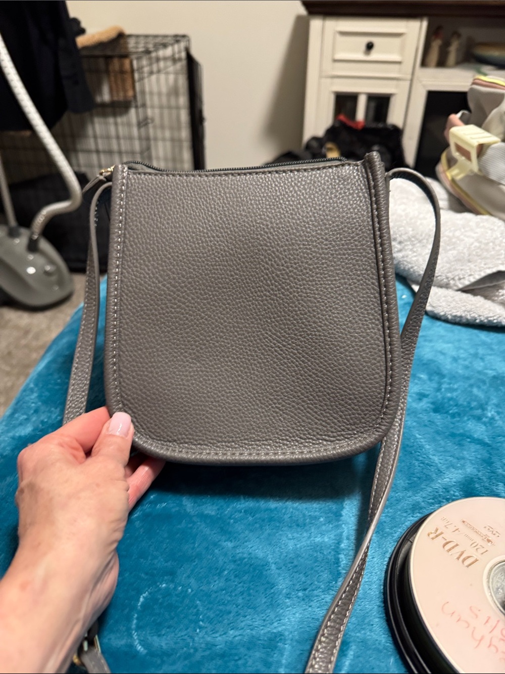 Montana West Gray Pebbled Leather Crossbody Bag